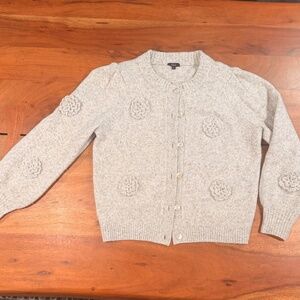 Rails Light Gray Floral Appliqué Cardigan
